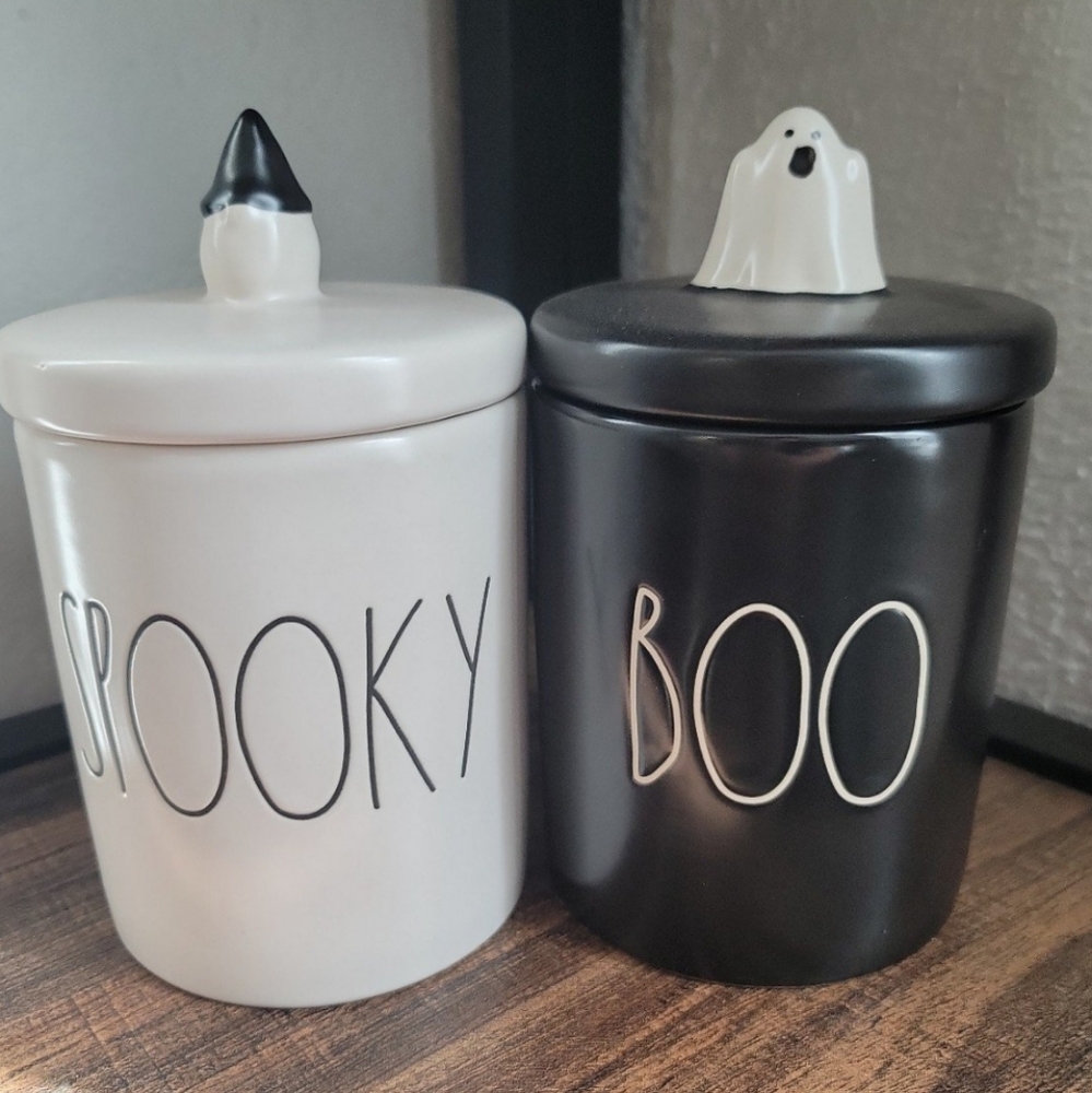 Rae Dunn Spooky and Boo Ceramic Canisters